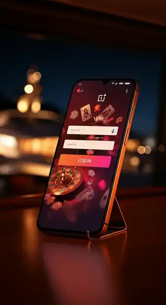 Illustratie van het Slot Monkey Casino inlogscherm met velden voor e-mail en wachtwoord, omringd door een beveiligingsschild en mobiele interfaces, wat een veilige en snelle toegang tot het platform benadrukt.